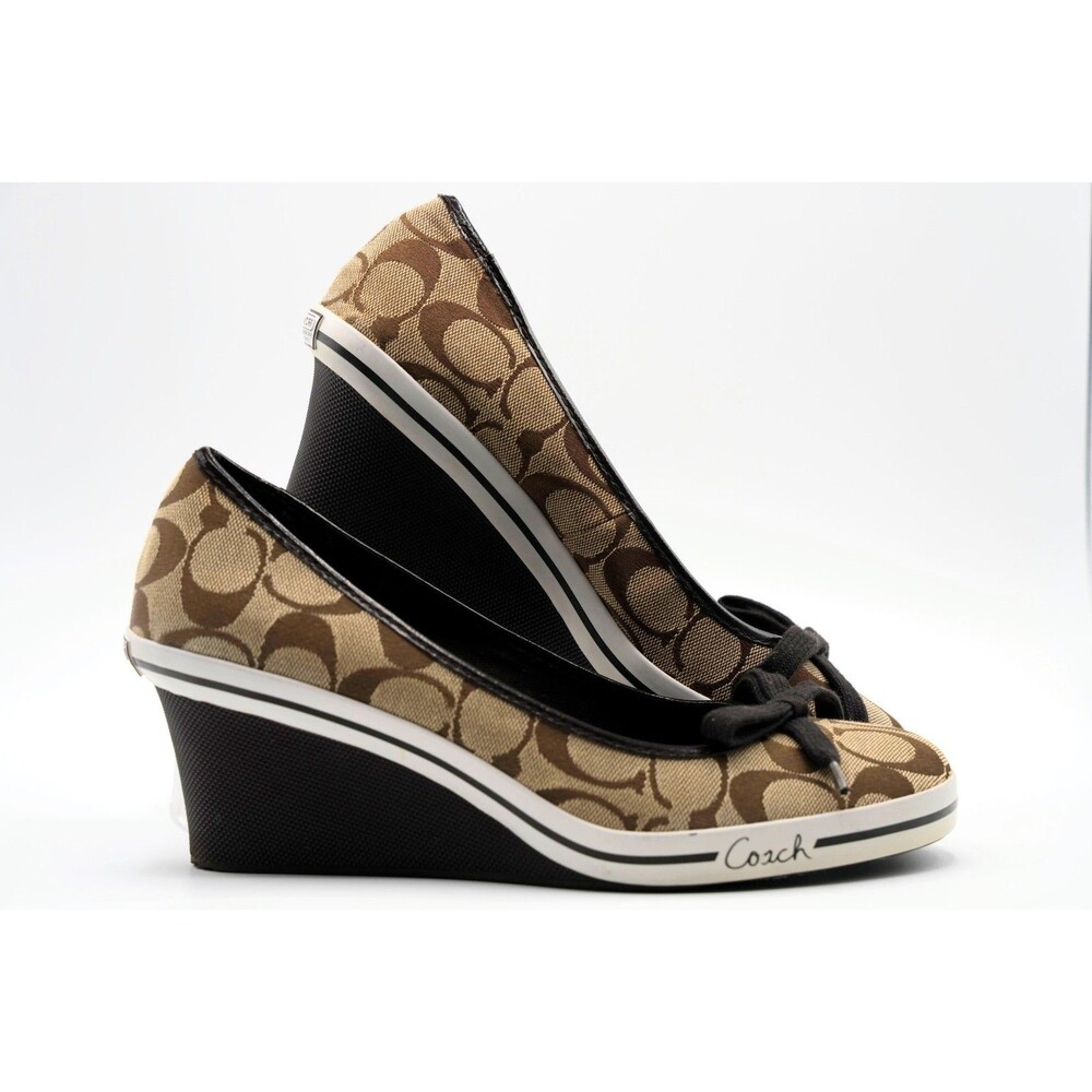Rare Vintage Y2K Coach Heel Wedges Diaz Chestnut Brown US 8.5B